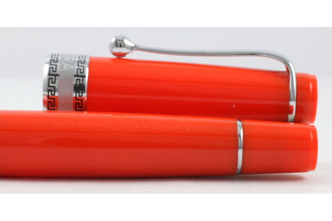 Aurora Limited Edition Optima Orange with Silver Trim, Flexible Fine Nib Fountain Pen