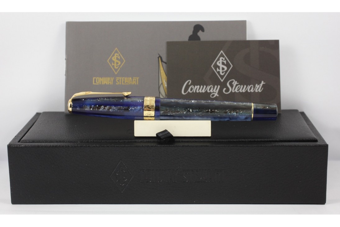 Conway Stewart Model 100 Blue Starry Night Spagetti GT Fountain Pen (18K Gold Nib)
