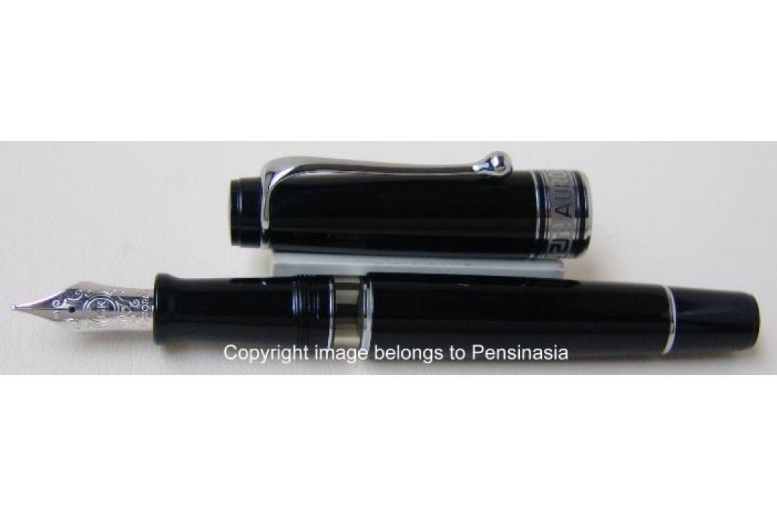 Aurora Optima Black Resin Chrome Plated Trims Fountain Pen