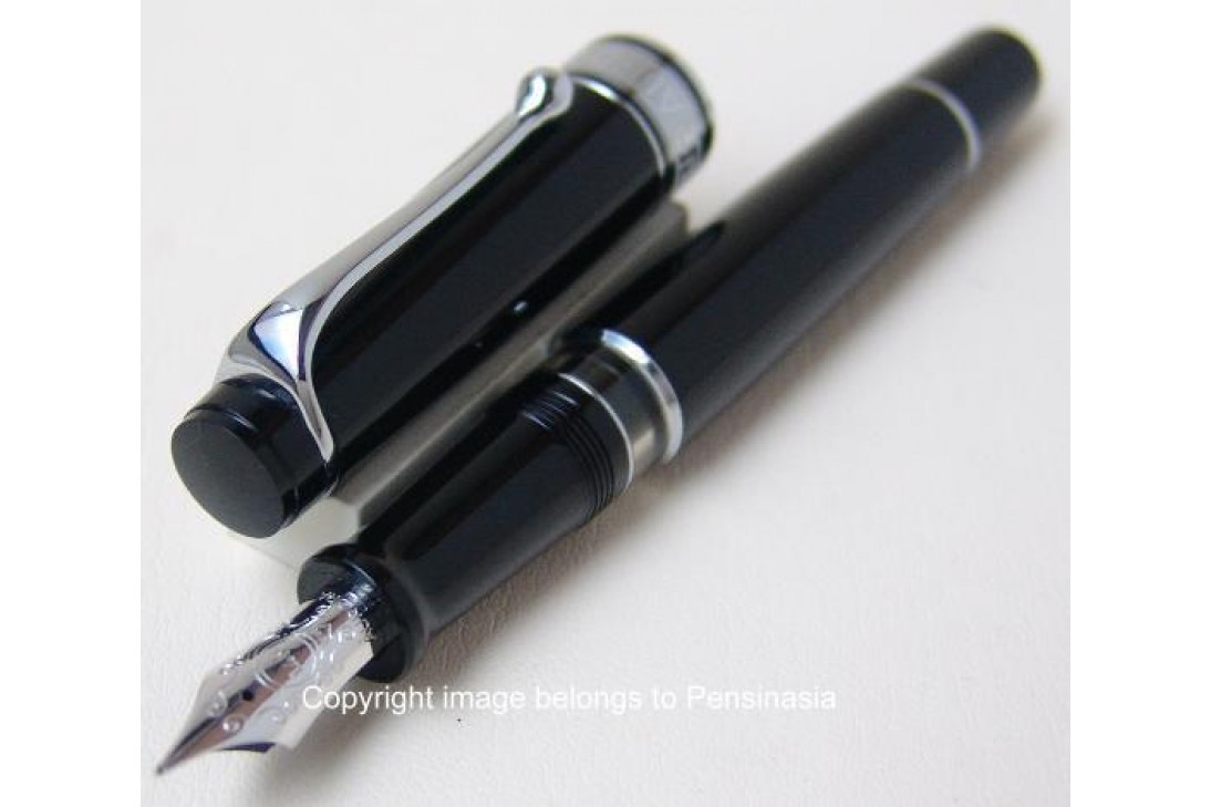 Aurora Optima Black Resin Chrome Plated Trims Fountain Pen