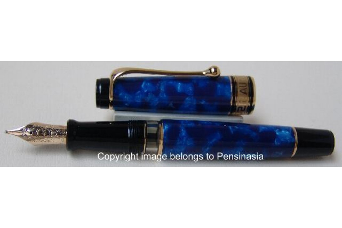 Aurora Optima Blue Auroloide Gold Plated Trims Fountain Pen