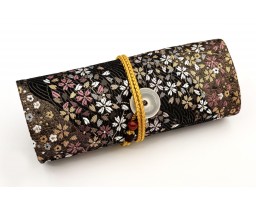 CATHAY Hand-made Silk Pen Pouch - in Rippling Sakura for 5 Pens