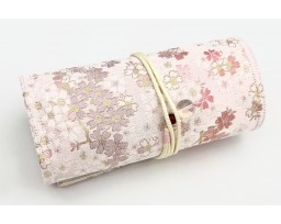 CATHAY Hand-made Silk Pen Pouch - in Snowlit Bloom for 8 Pens