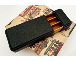 Leatherluxe Drawer Pencase in Black Togo - 3 slots