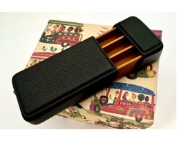 Leatherluxe Drawer Pencase in Black Togo X-Large - 3 slots