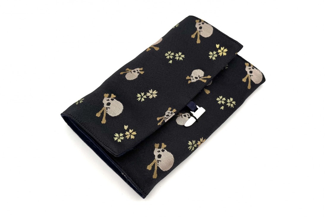 Nakaya Kyoto Nishijin Textile Pen Pouch for 3 pen - Skull