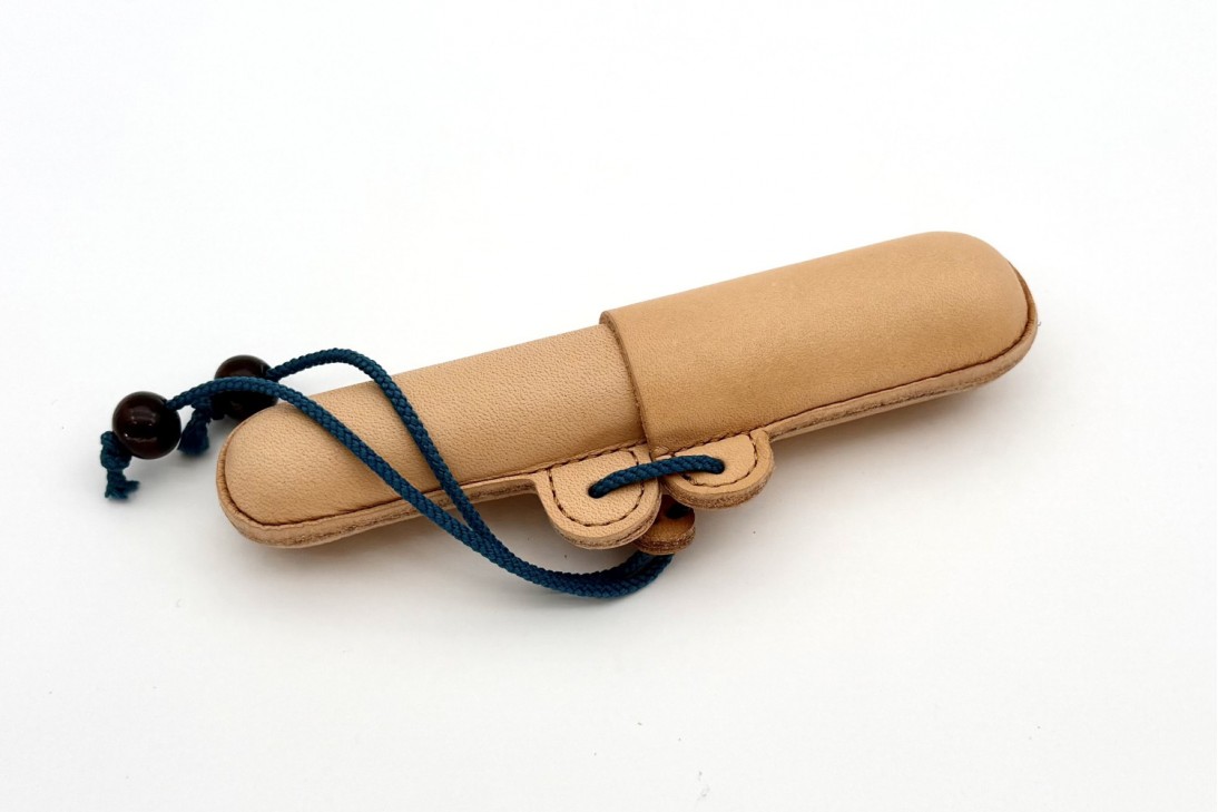 Nakaya Leather Pen Case with Marine Blue String