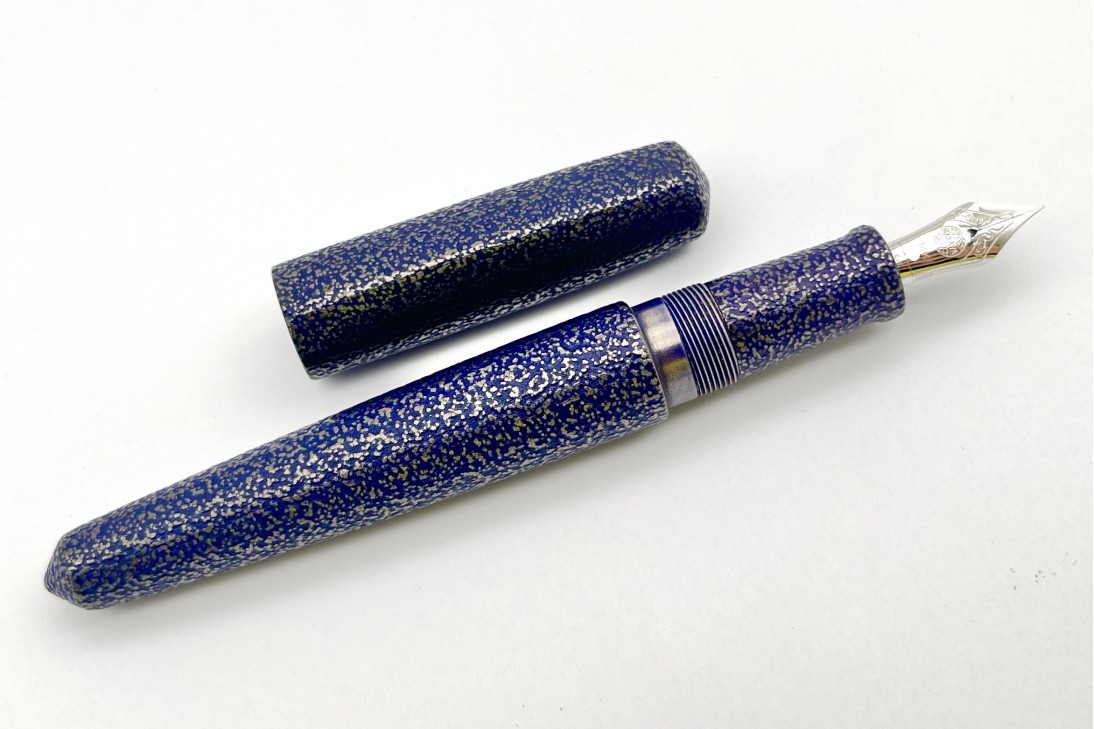 Nakaya Dorsal Fin Version 1 Ishime Kanshitsu Silver Tin Blue Kanshitsu Fountain Pen