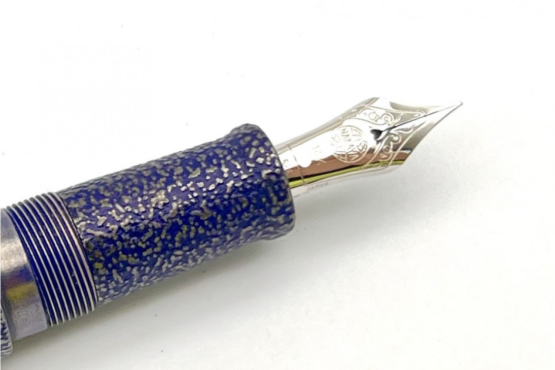 Nakaya Dorsal Fin Version 1 Ishime Kanshitsu Silver Tin Blue Kanshitsu Fountain Pen