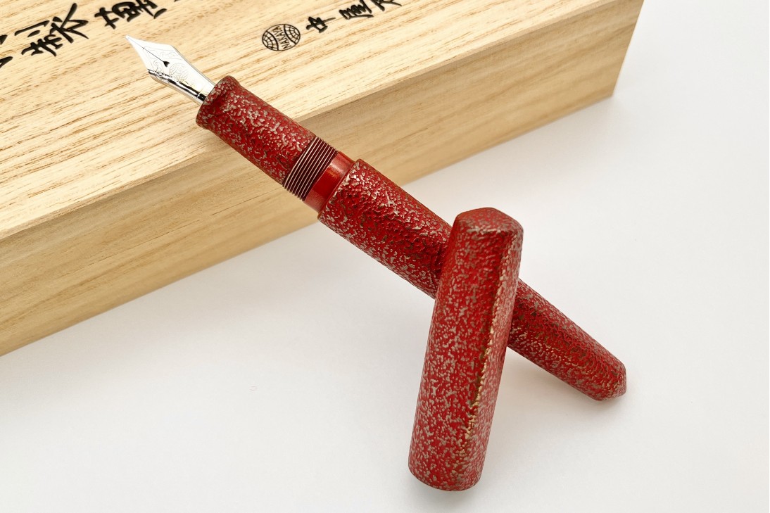 Nakaya Dorsal Fin Version 1 Ishime Kanshitsu Silver Tin Red Kanshitsu Fountain Pen