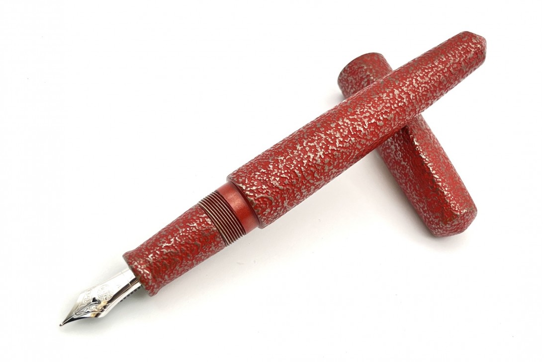 Nakaya Dorsal Fin Version 1 Ishime Kanshitsu Silver Tin Red Kanshitsu Fountain Pen