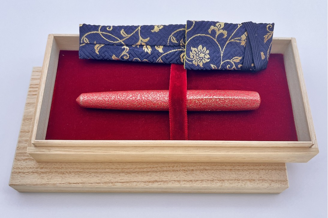 Nakaya Dorsal Fin Version 1 Ishime Kanshitsu Silver Tin Red Kanshitsu Fountain Pen