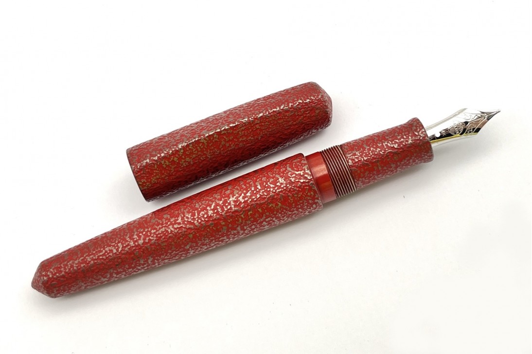 Nakaya Dorsal Fin Version 1 Ishime Kanshitsu Silver Tin Red Kanshitsu Fountain Pen