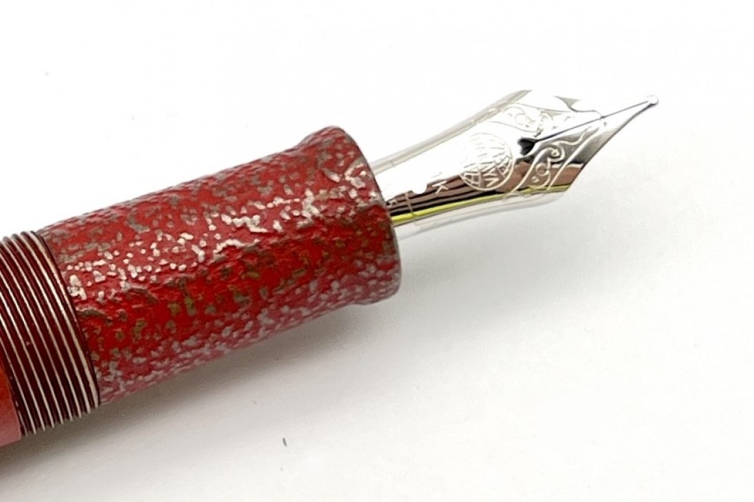 Nakaya Dorsal Fin Version 1 Ishime Kanshitsu Silver Tin Red Kanshitsu Fountain Pen