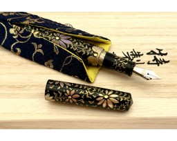 Nakaya Piccolo Cigar Housoge Chinkin Palmet (Colorful Lines) Base Kuro Fountain Pen