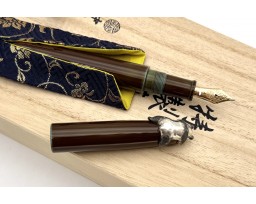 Nakaya Portable Writer Heki-Tamenuri Fountain Pen with Panda Stopper