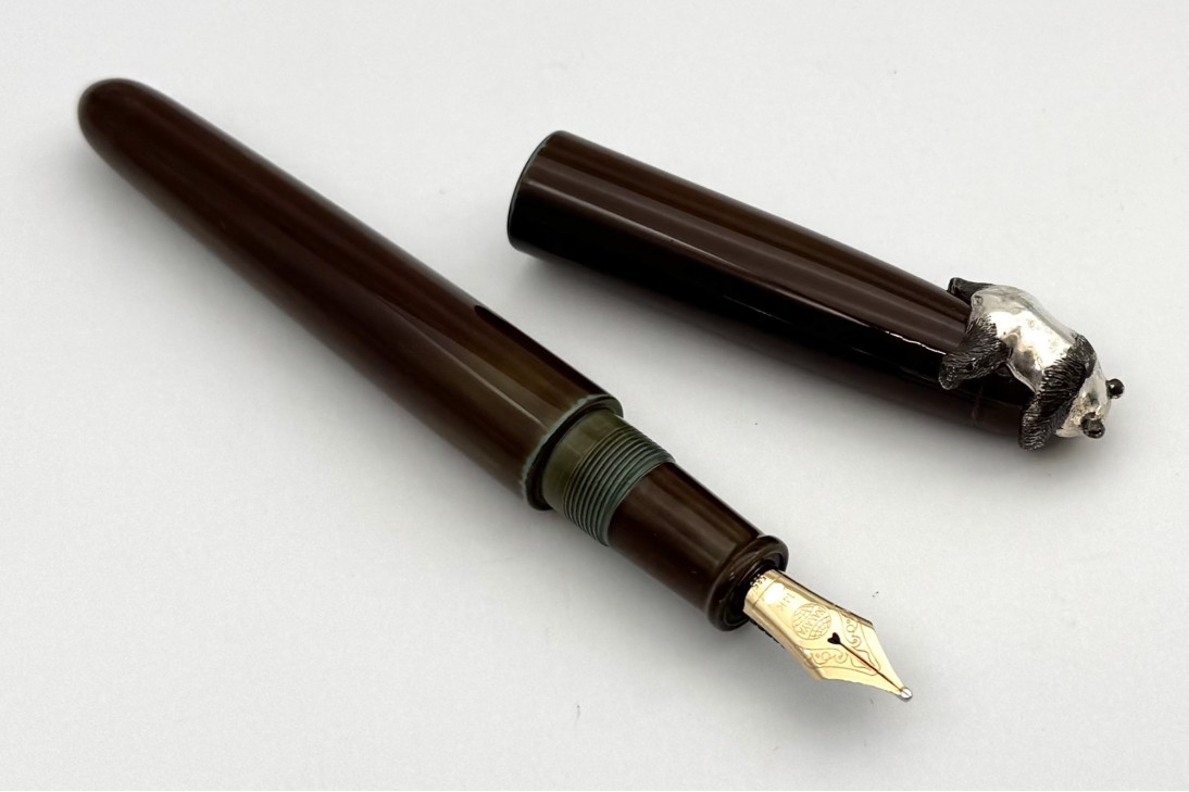 Nakaya Portable Writer Heki-Tamenuri Fountain Pen with Panda Stopper