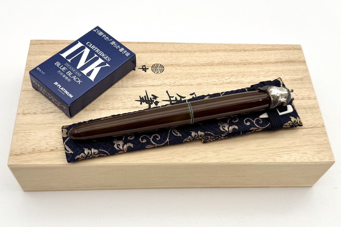 Nakaya Portable Writer Heki-Tamenuri Fountain Pen with Panda Stopper