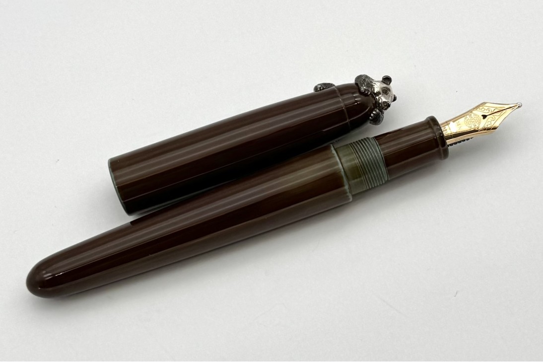 Nakaya Portable Writer Heki-Tamenuri Fountain Pen with Panda Stopper