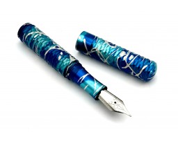 Schon DSGN Anodized Aluminum Ocean Swirl Faceted Pocket Six Fountain Pen