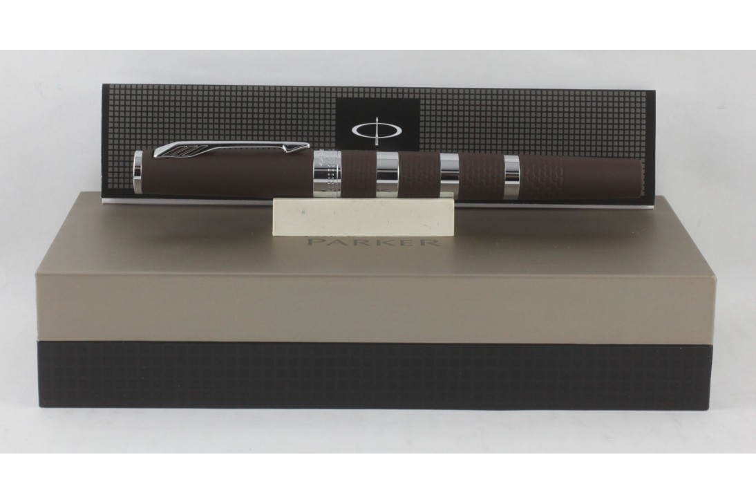 Parker Ingenuity Large Brown Rubber and Metal Chrome Trim 5th Technology Mode Pen