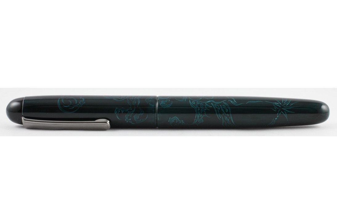 Nakaya Cigar Writer Portable Tame-Sukashi Ascending Dragon 2 A Fierce Face (New Sukashi Blue) Fountain Pen