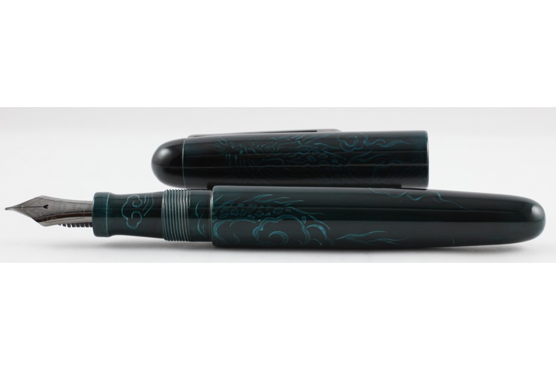 Nakaya Cigar Writer Portable Tame-Sukashi Ascending Dragon 2 A Fierce Face (New Sukashi Blue) Fountain Pen