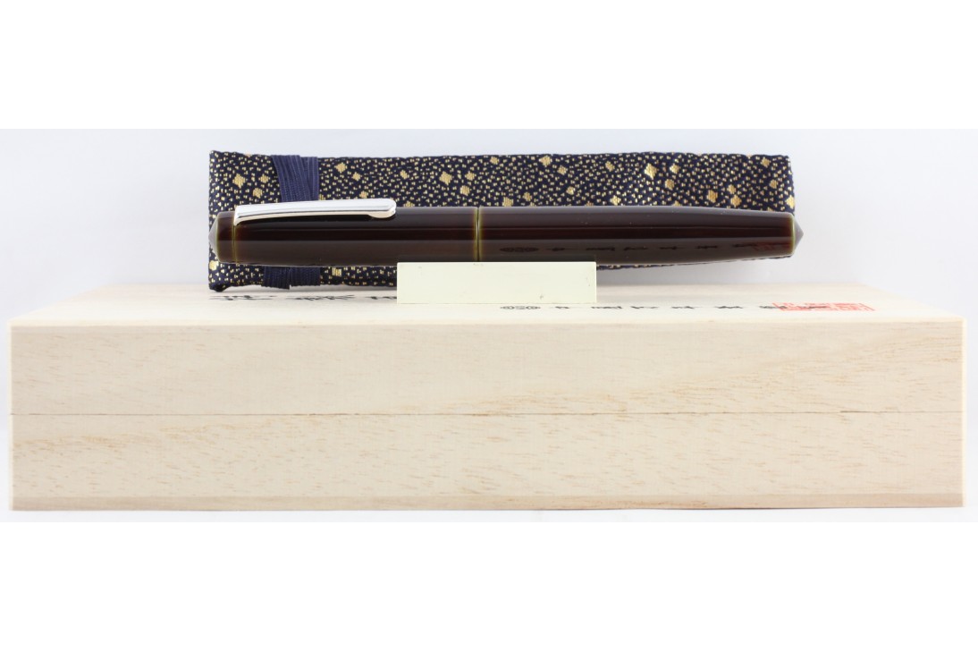 Nakaya Piccolo Long Writer Yakomakie HagiⅡ (Olive Green-tame) Fountain Pen fitted with Rhodium Music Nib