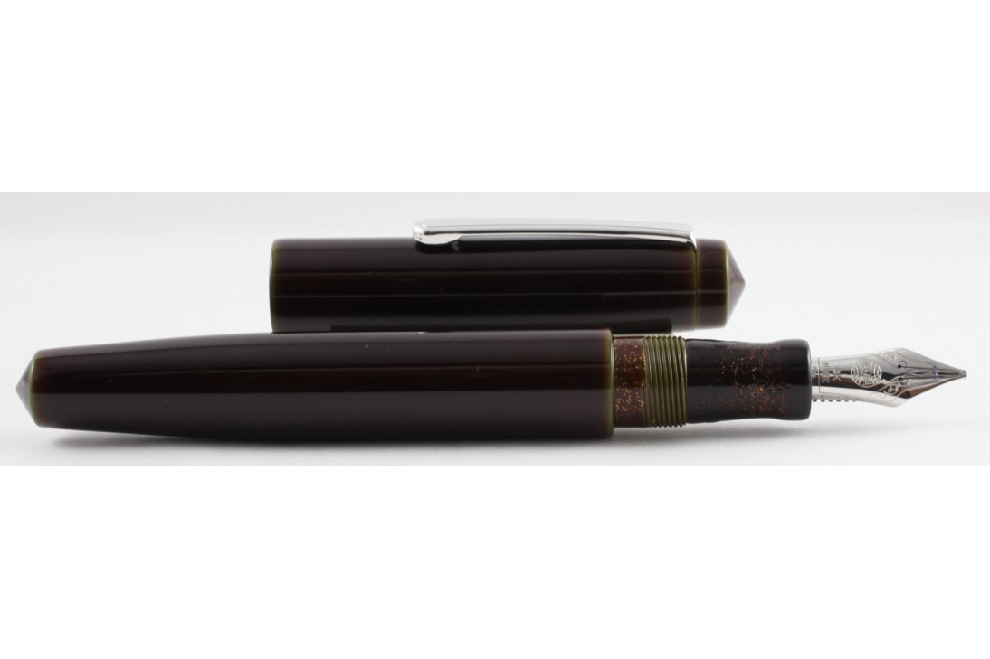 Nakaya Piccolo Long Writer Yakomakie HagiⅡ (Olive Green-tame) Fountain Pen fitted with Rhodium Music Nib